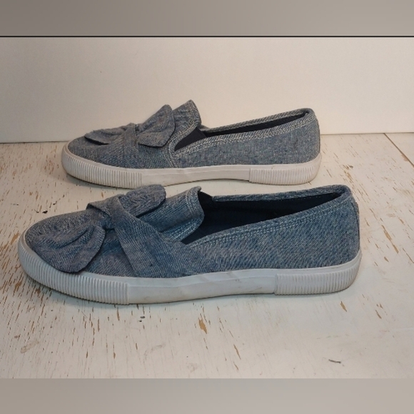 Nautica Blue Canvas Twist Bow Slip-on Loafers Size 10 Shoes Casual Preppy Resort - Picture 7 of 10